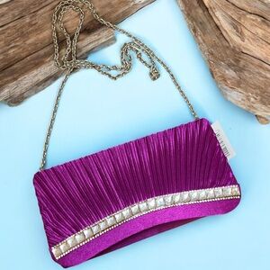 Sale! Gorgeous satin rhinestone evening fold over clutch